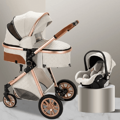 Poussette 3 en 1 Bebe Queen multiposition beige