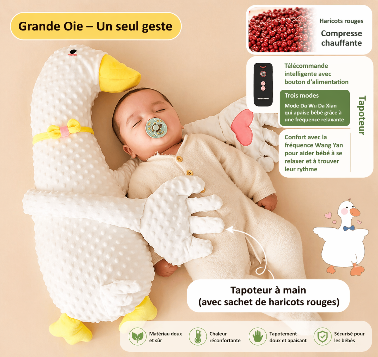 Oreiller de sommeil bébé avec peluche