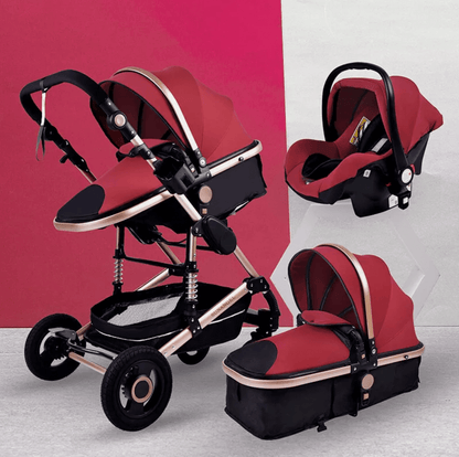 Poussette 3 en 1 Confort Plus rouge multiposition